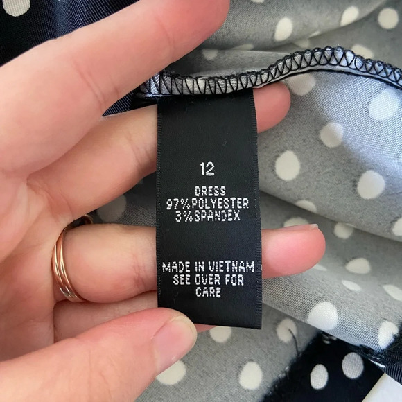 NWOT | AB Studio women’s black‎ polka dotted sleeveless zip dress — size 12 - Picture 6 of 6